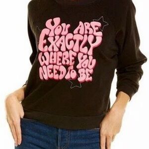 Wild fox Black Sweatshirt with Pink Graphic Text women’s size small NWT
